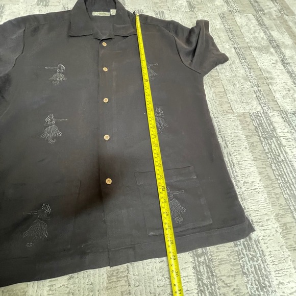 Cubavera Men's Black Embroidered Hula Dancer Short Sleeve Hawaiian Shirt MEDIUM - Picture 9 of 9